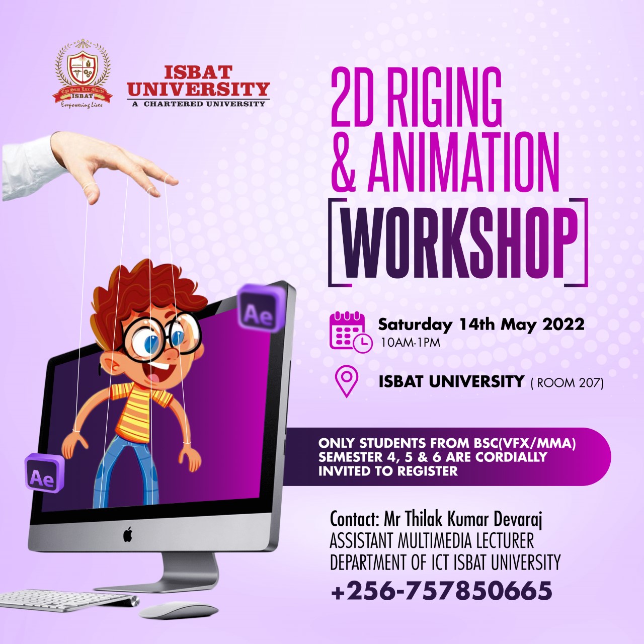 2D Rigging & Animation workshop - ISBAT University